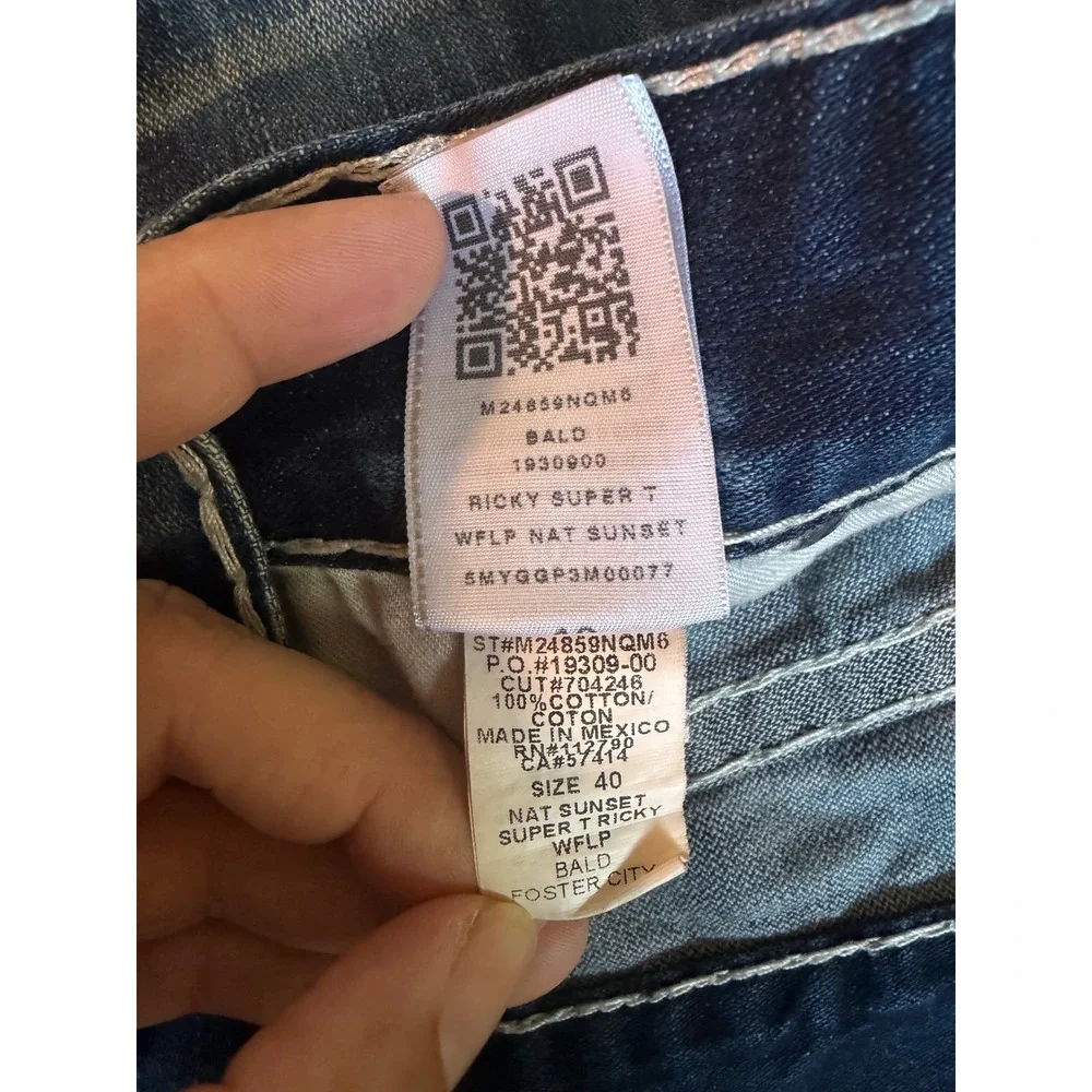 True Religion Ricky Super T Relaxed Straight Jeans Blue Nat Sunset Size 40